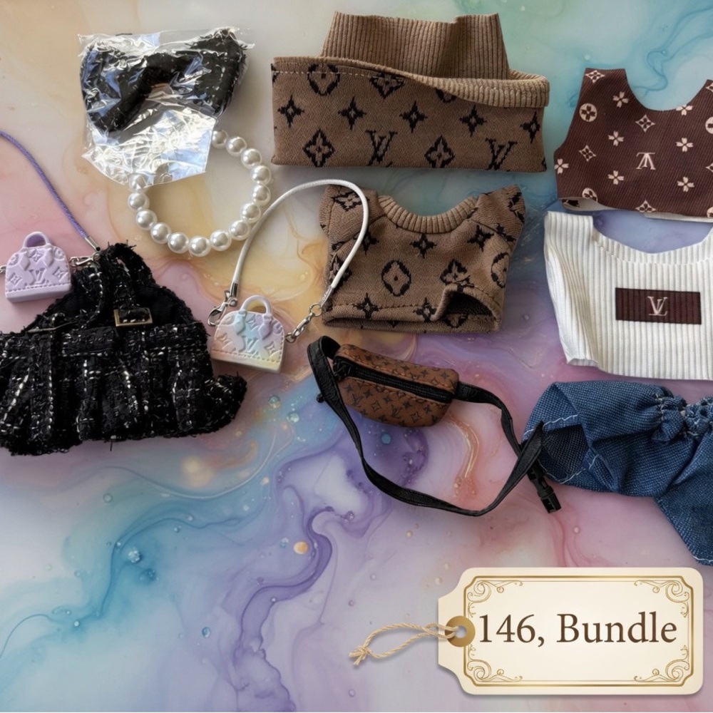 146, Bundle of LV Logo Outfit and Accessory Set for Labubu doll(No Doll)